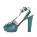 PRADA T38, 5 Green turquoise patent leather pumps