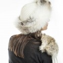 ELCOM Hat and gloves in gray and white cashmere and fur 