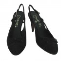 Sandales CHANEL T 37 daim noir