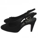 CHANEL T 37 Black Suede sandals