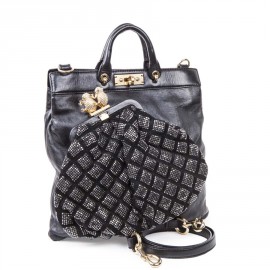 MARC JACOBS bag in black smooth leather and crystals