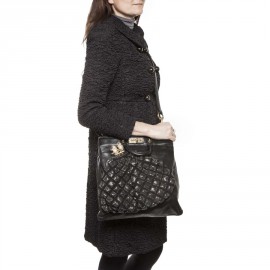 MARC JACOBS bag in black smooth leather and crystals