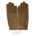 HERMÈS gloves size 7 in glossy kraft and cognac lamb leather