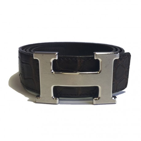 Ceinture HERMES Homme en crocodile porosus