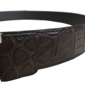 Ceinture HERMES Homme T95 en crocodile porosus marron