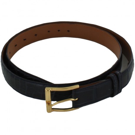 FRANCK NAMANI men's belt in blue night crocodile leather