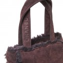 Mini bag Tote CHANEL Brown plum Shearling leather