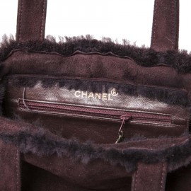 Mini sac cabas CHANEL peau retournée marron