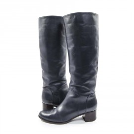 Bottes T36 SERGIO ROSSI cuir lisse bleu