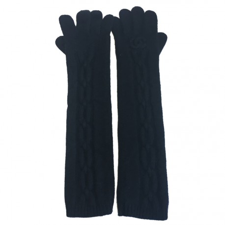 Gants longs CHANEL T      cachemire noir