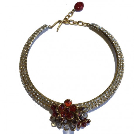 Collier ras de cou MARGUERITE de VALOIS fleurettes rubis