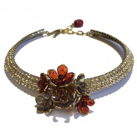 Collier ras de cou MARGUERITE de VALOIS fleurettes rubis