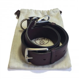 Ceinture HERMES T 90 en cuir swift bordeaux foncé fermoir mousqueton en  argent palladié