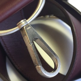 Ceinture HERMES T 90 en cuir swift bordeaux foncé fermoir mousqueton en  argent palladié