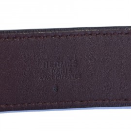 Ceinture HERMES T 90 en cuir swift bordeaux foncé fermoir mousqueton en  argent palladié