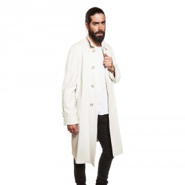 Trench coat GIANNI VERSACE t 48 en cuir d'agneau blanc cassé