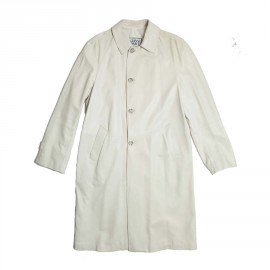 Trench coat GIANNI VERSACE t 48 en cuir d'agneau blanc cassé