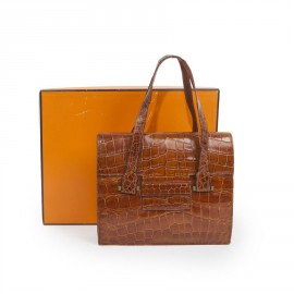 Sac HERMES Vintage "24 faubourg" en aligator