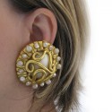  CHANEL vintage clip-on earrings in gilded metal, pearls 