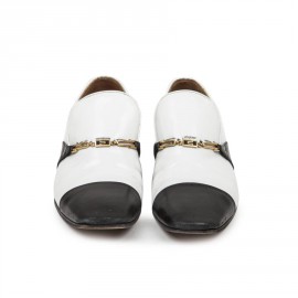 CELINE moccasins in varnished white and black leather size 38 EU