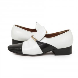 CELINE moccasins in varnished white and black leather size 38 EU