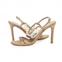 VALENTINO GARAVANI high sandals in beige gold silk size 37FR