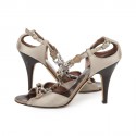 GIUSEPPE ZANOTTI open heeled sandals in beige satin size 37.5FR