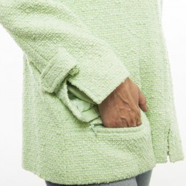 Veste CHANEL T 44 tweed vert d'eau 