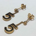 Boucles d'oreille clous CHANEL numéro 5 métal doré et résine noire