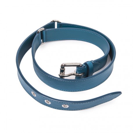 Ceinture "Trio" cuir épi bleu cyan T85