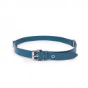 Ceinture "Trio" cuir épi bleu cyan T85