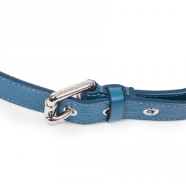 Ceinture "Trio" cuir épi bleu cyan T85