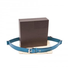 Ceinture "Trio" cuir épi bleu cyan T85