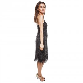 Robe VALENTINO T 40 en soie noire et perles