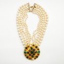 MARGUERITE DE VALOIS Couture 5 Rows Necklace in Pearls and Molten Glass