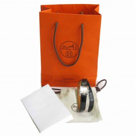 Montre Cap Code HERMES PM bracelet en alligator Mississipi nori