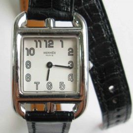 Montre Cap Code HERMES PM bracelet en alligator Mississipi nori