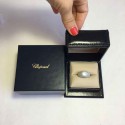 Bague CHOPARD T 56 demi jonc en or blanc et diamant