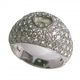 Bague CHOPARD T 56 demi jonc en or blanc et diamant