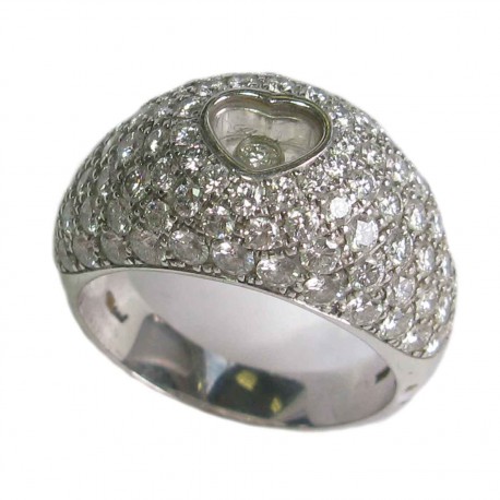 Bague CHOPARD T 56 demi jonc en or blanc et diamant