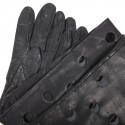 Gants CHANEL en cuir noir