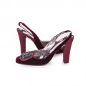 CHRISTIAN LACROIX high heel sandals Size 36.5FR in cardinal red velvet