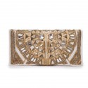 BALMAIN  "Patricia" off-white leather clutch