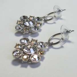 CHANEL Stud earrings in silver plated metal and two tones rhinestones