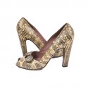 ALAÏA High Heels Sandals in Yellow and Brown Snakeskin Size 39FR