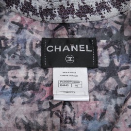 Veste CHANEL T 40  grise et mauve croisée