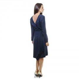 CHANEL wrap dress in blue navy fabric size 38FR