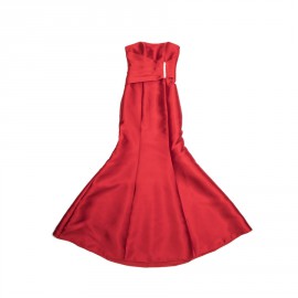 KAREN MILLEN T 34 red satin long evening gown