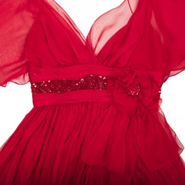 ELIE SAAB evening dress in red chiffon size 38FR