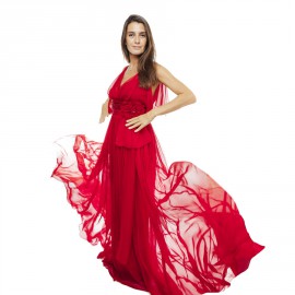 Robe du soir ELIE SAAB rouge en voile de soie